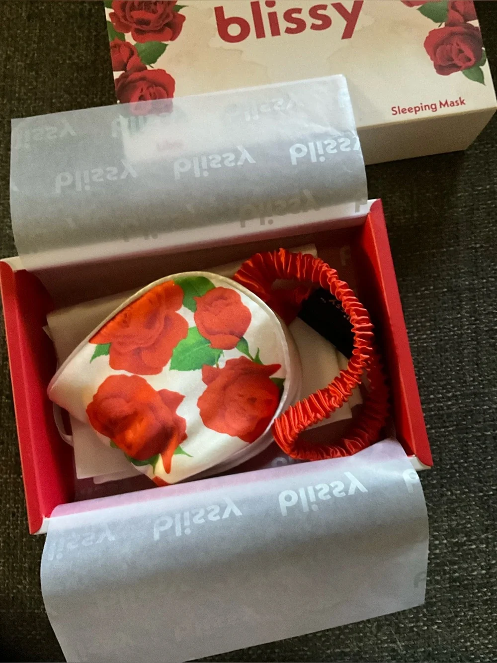 Blissy red rose Libra sleeping mask !00% mulberry silk NIB